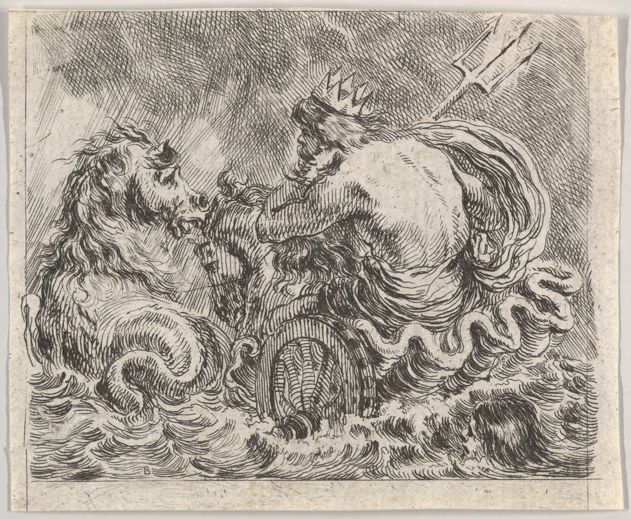 Neptunusz, a Game of Mythologyból, a Game of Mythology, 1644-ből. alkotó: Stefano della Bella