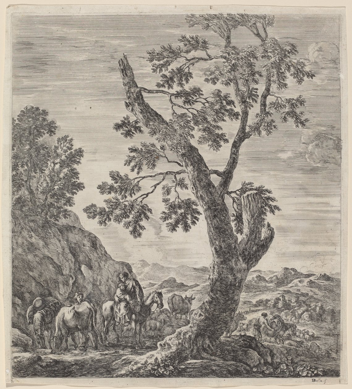 Parasztasszony lóháton, gyermekkel a karjában, 1656. alkotó: Stefano della Bella