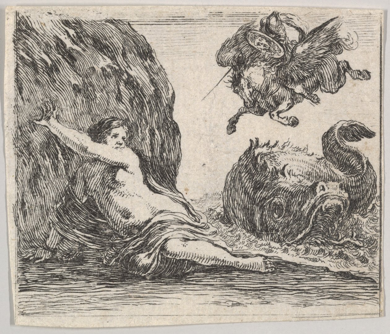 Perszeusz és Androméda, a Game of Mythology Jeu de la Mythologie-ból, 1644. alkotó: Stefano della Bella