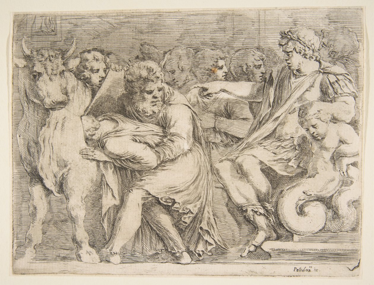 Phalaris, amelynek perilluszát a bronzbikába dobták, 17. század. alkotó: Stefano della Bella