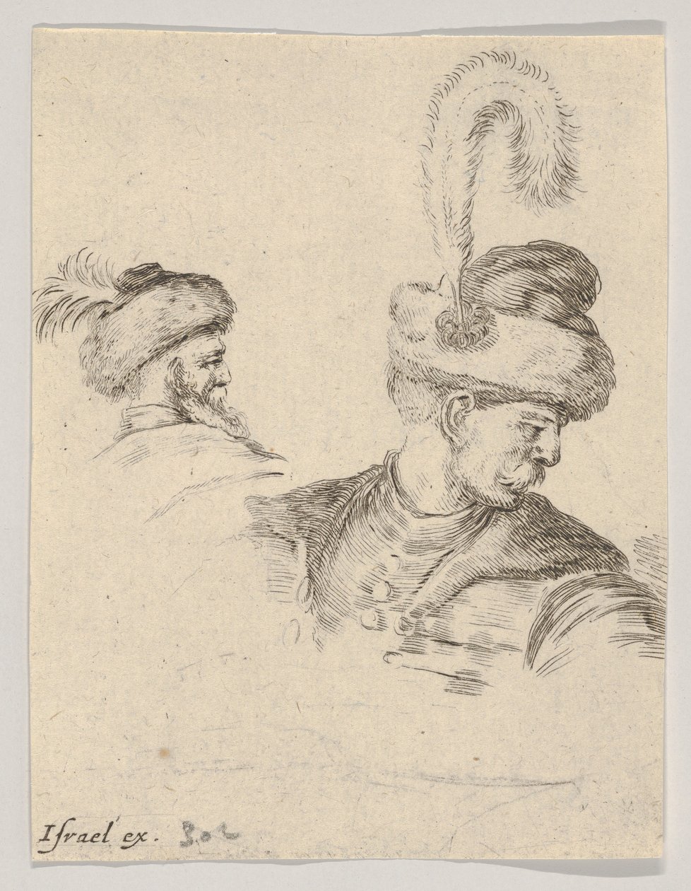 11. tábla: egy lengyel mellszobor profilban, jobbra fordítva, egy másik lengyel fej a... felől nézve, kb. 1649. alkotó: Stefano della Bella