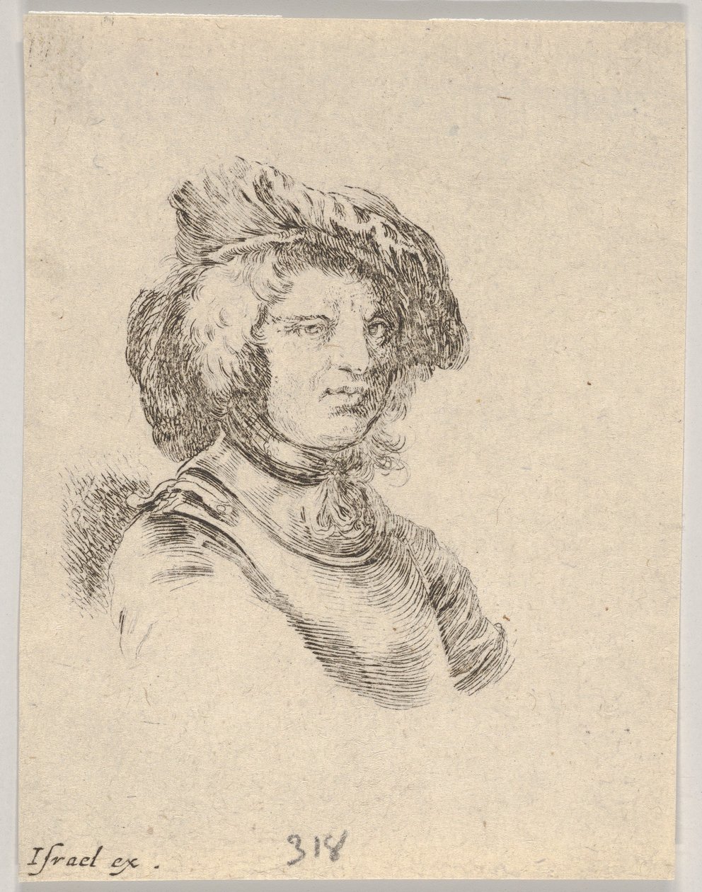 11. tábla: sapkát viselő, jobbra néző férfi mellszobra, Különféle fejek a...-ból, 1650. alkotó: Stefano della Bella