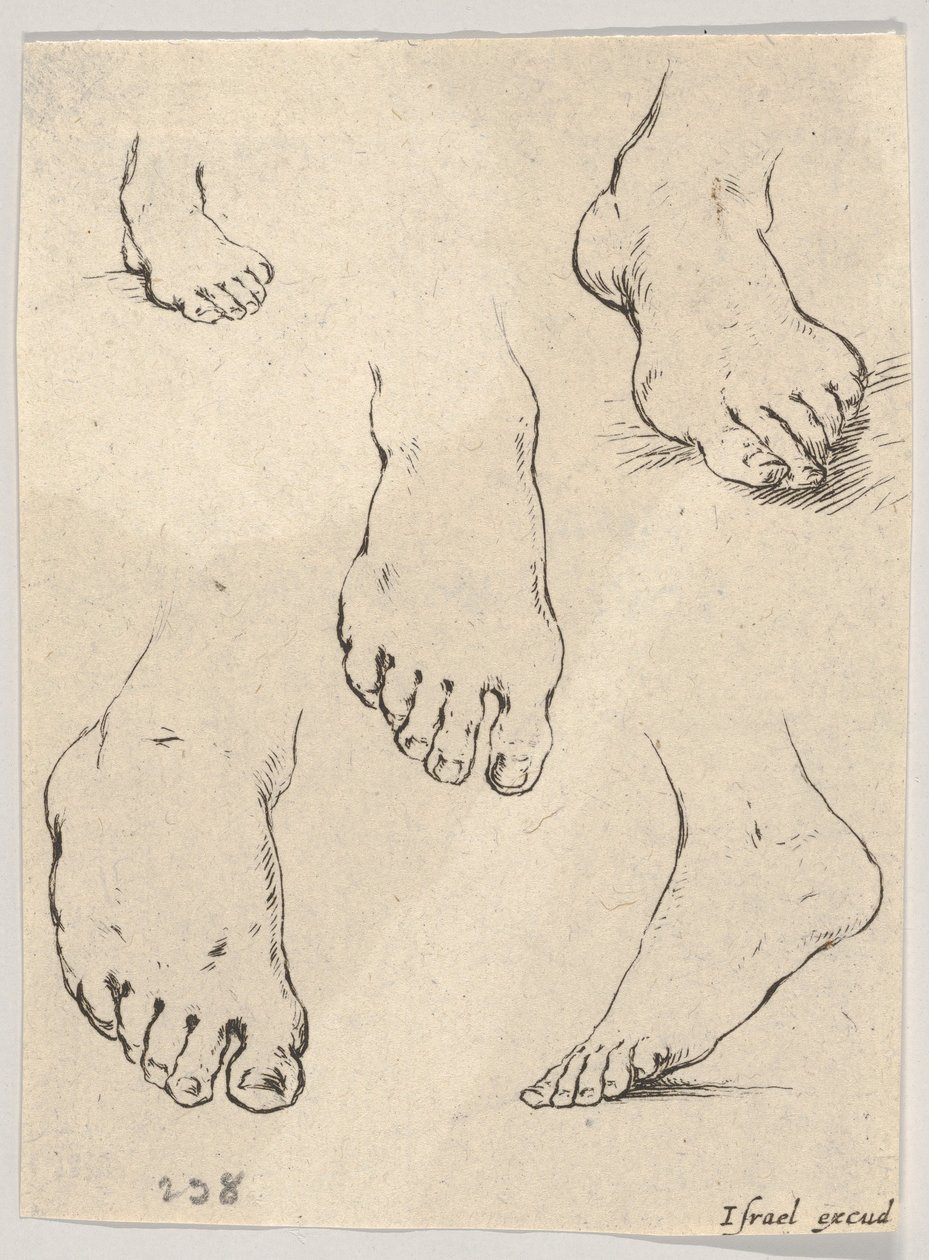 7. tábla: Öt láb, The Book for Learning to Draw Livre pour apprendre à dessi..., kb. 1649. alkotó: Stefano della Bella