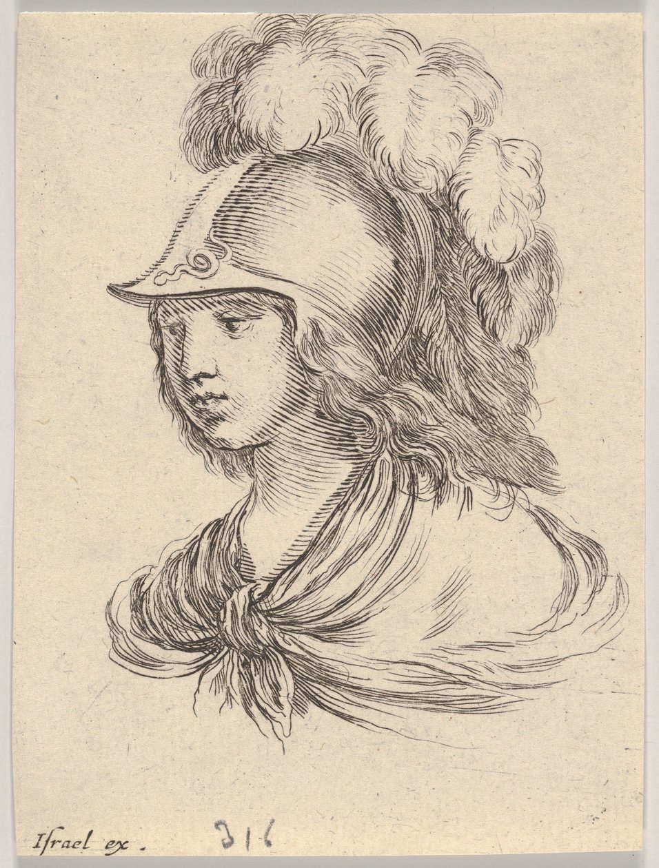 9. tábla: Minerva mellszobra, tollas sisakot viselő, balra nézve, ...-ból, 1650-ből. alkotó: Stefano della Bella