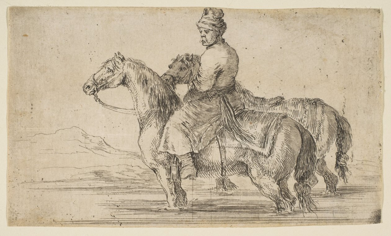 Lengyel vőlegény fürdőlovak, kb. 1662. alkotó: Stefano della Bella