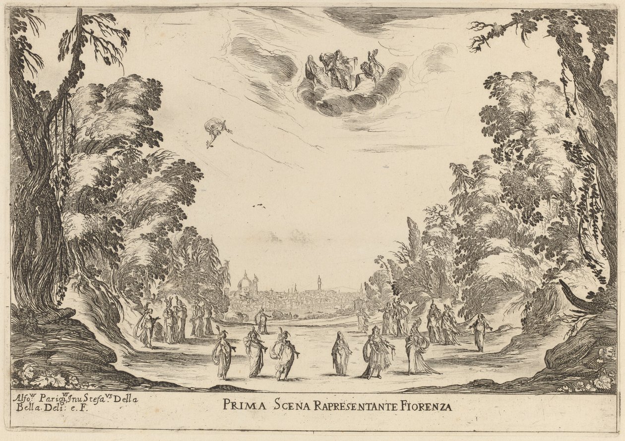 Első jelenet Reprezentanta Firenze, 1637. alkotó: Stefano della Bella
