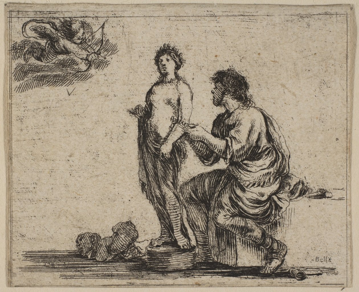 Pygmalion, a Game of Mythologyból, a Game of Mythology, 1644-ből. alkotó: Stefano della Bella