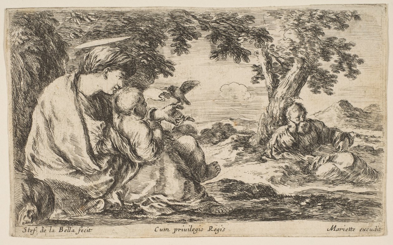 Pihenjen az egyiptomi repülésen, kb. 1641. alkotó: Stefano della Bella