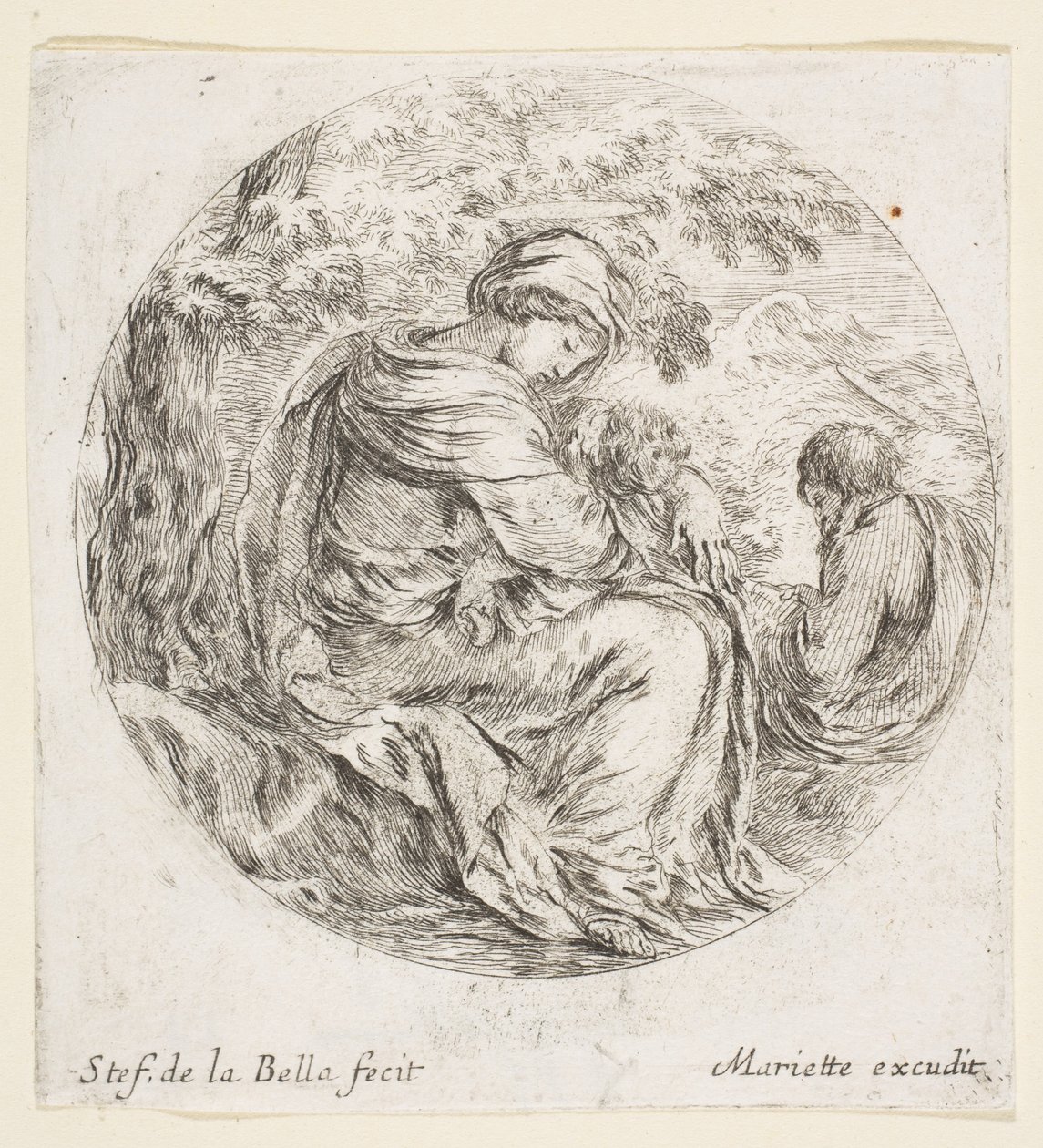 Pihenjen az egyiptomi repülésen, kb. 1641. alkotó: Stefano della Bella