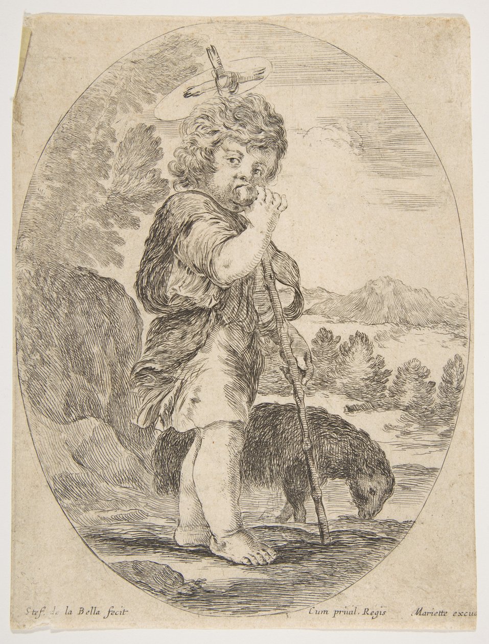 Keresztelő Szent János egy darab gyümölcsöt harapott, kb. 1641. alkotó: Stefano della Bella