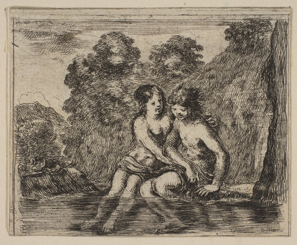 Salmacis és Hermaphrodite, a Game of Mythology Jeu de la Mythologie-ból, 1644. alkotó: Stefano della Bella