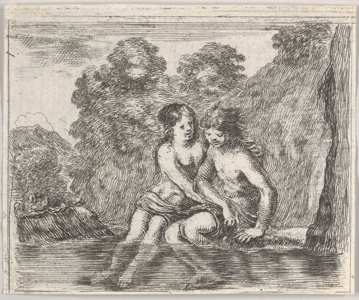 Salmacis és Hermaphrodite, a Game of Mythology Jeu de la Mythologie-ból, 1644. alkotó: Stefano della Bella