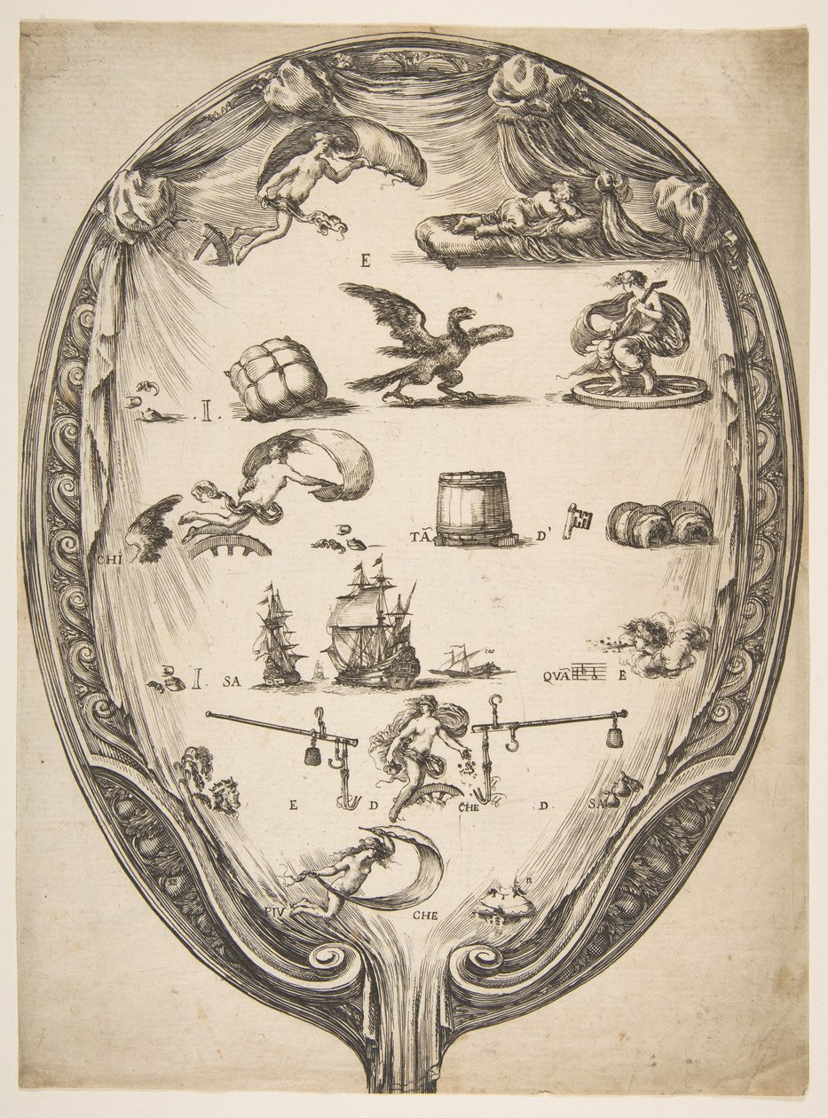 Képernyő Rebus of Fortune-val, kb. 1639. alkotó: Stefano della Bella