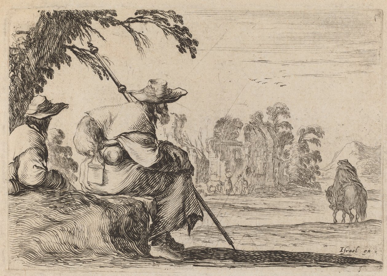 Ülő zarándokok, 1642. alkotó: Stefano della Bella