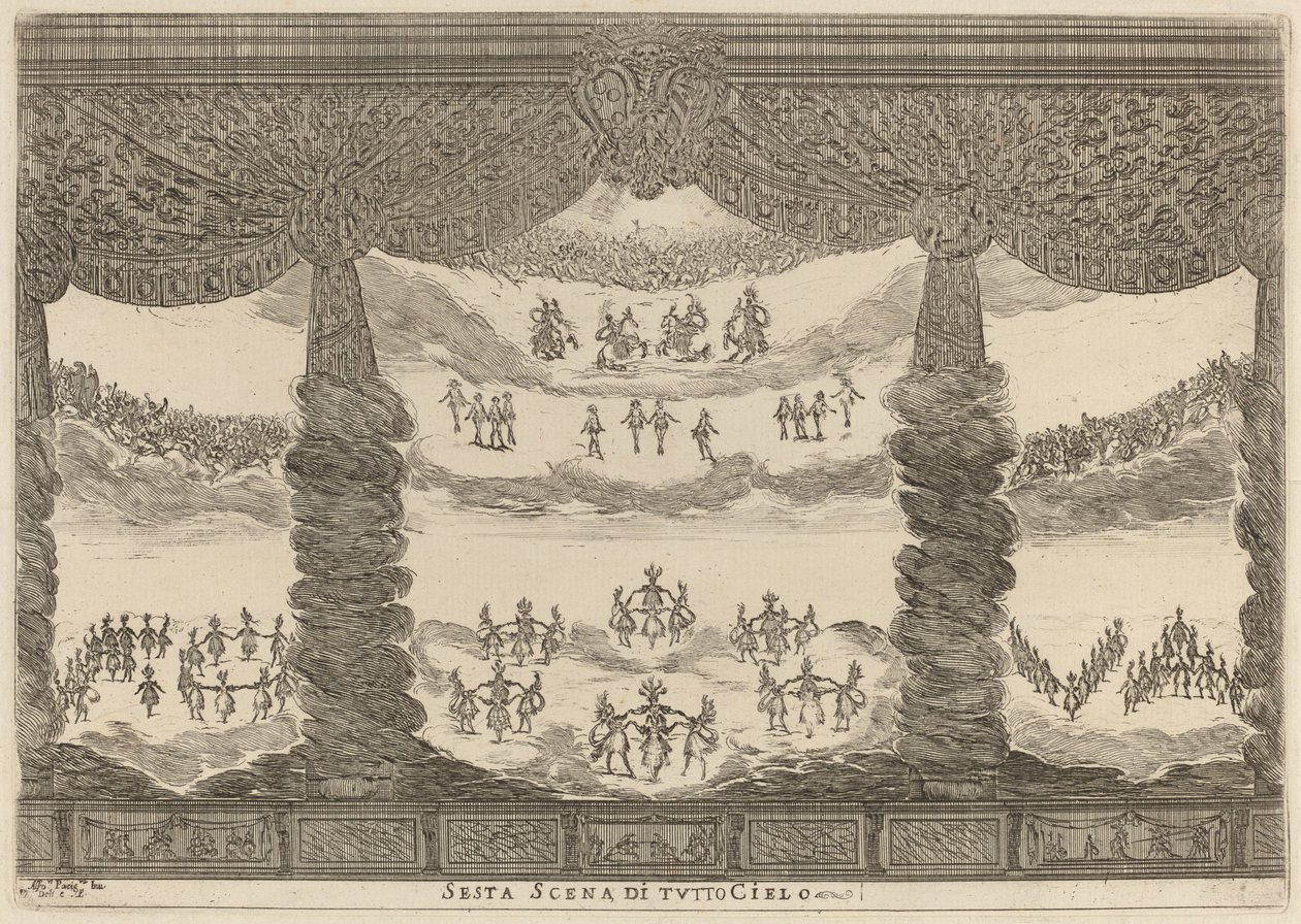Az egész mennyország hatodik jelenete, 1637. alkotó: Stefano della Bella