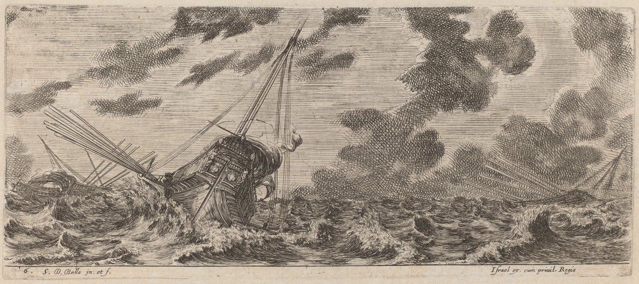Hajó Tempestben alkotó: Stefano della Bella