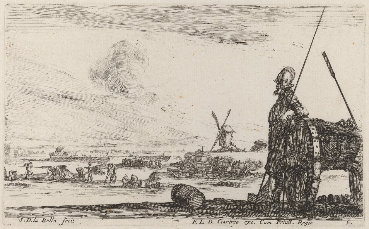 Katona páncélban és ágyúban, c. 1641. alkotó: Stefano della Bella