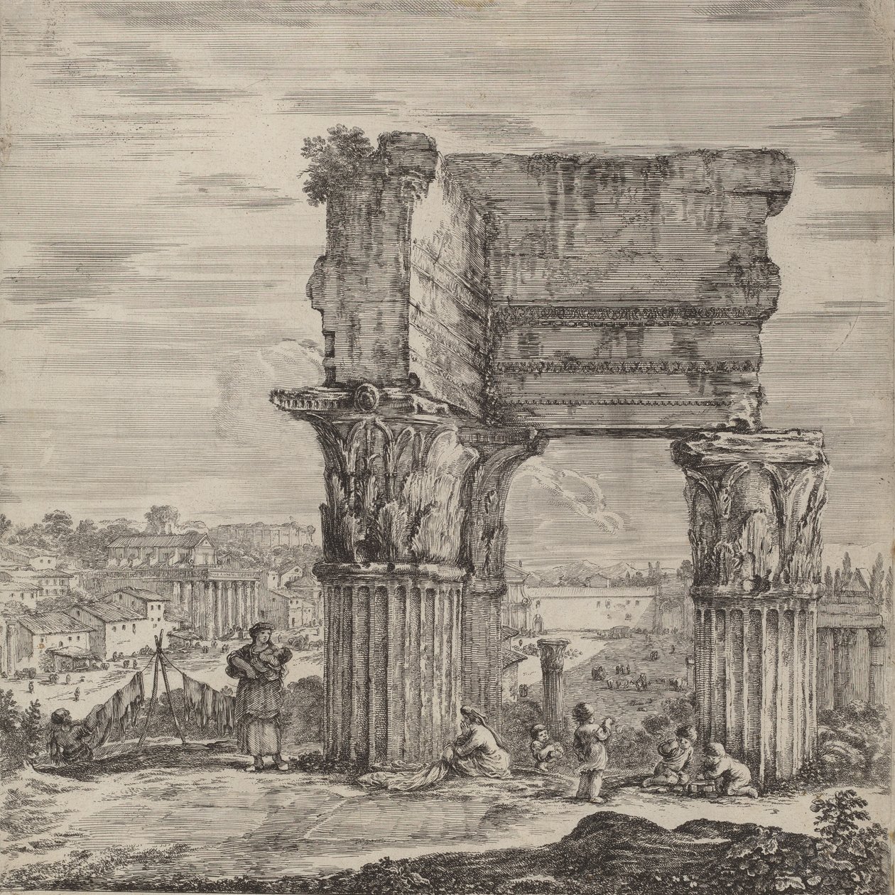 Concord temploma és Forum Romanum, 1656. alkotó: Stefano della Bella