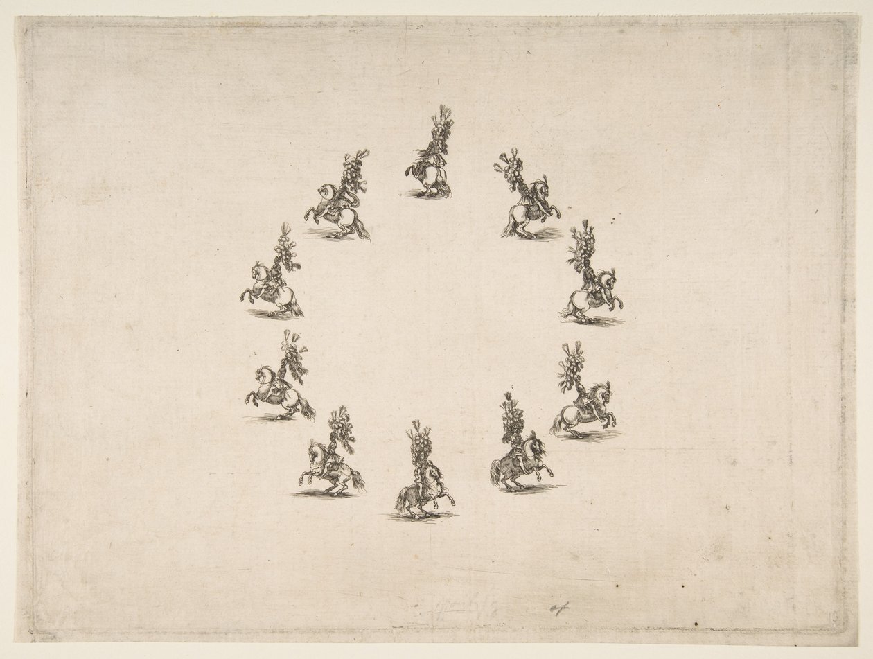Tíz lovas kört alkotva, 1652. alkotó: Stefano della Bella