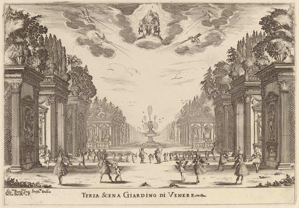 Harmadik jelenet Vénusz kertje, 1637. alkotó: Stefano della Bella
