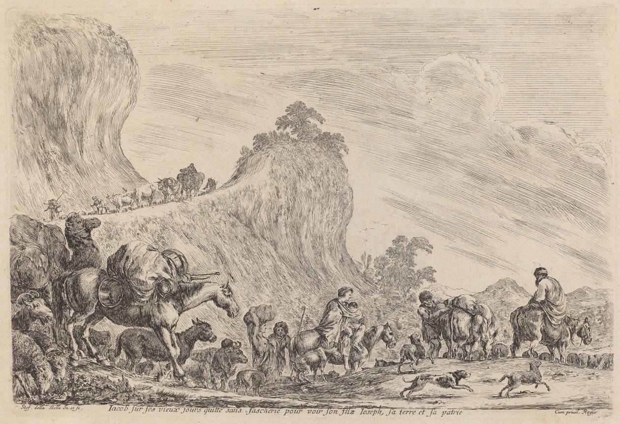 Jákob Egyiptomba indulása, valószínűleg 1647-ben. alkotó: Stefano della Bella