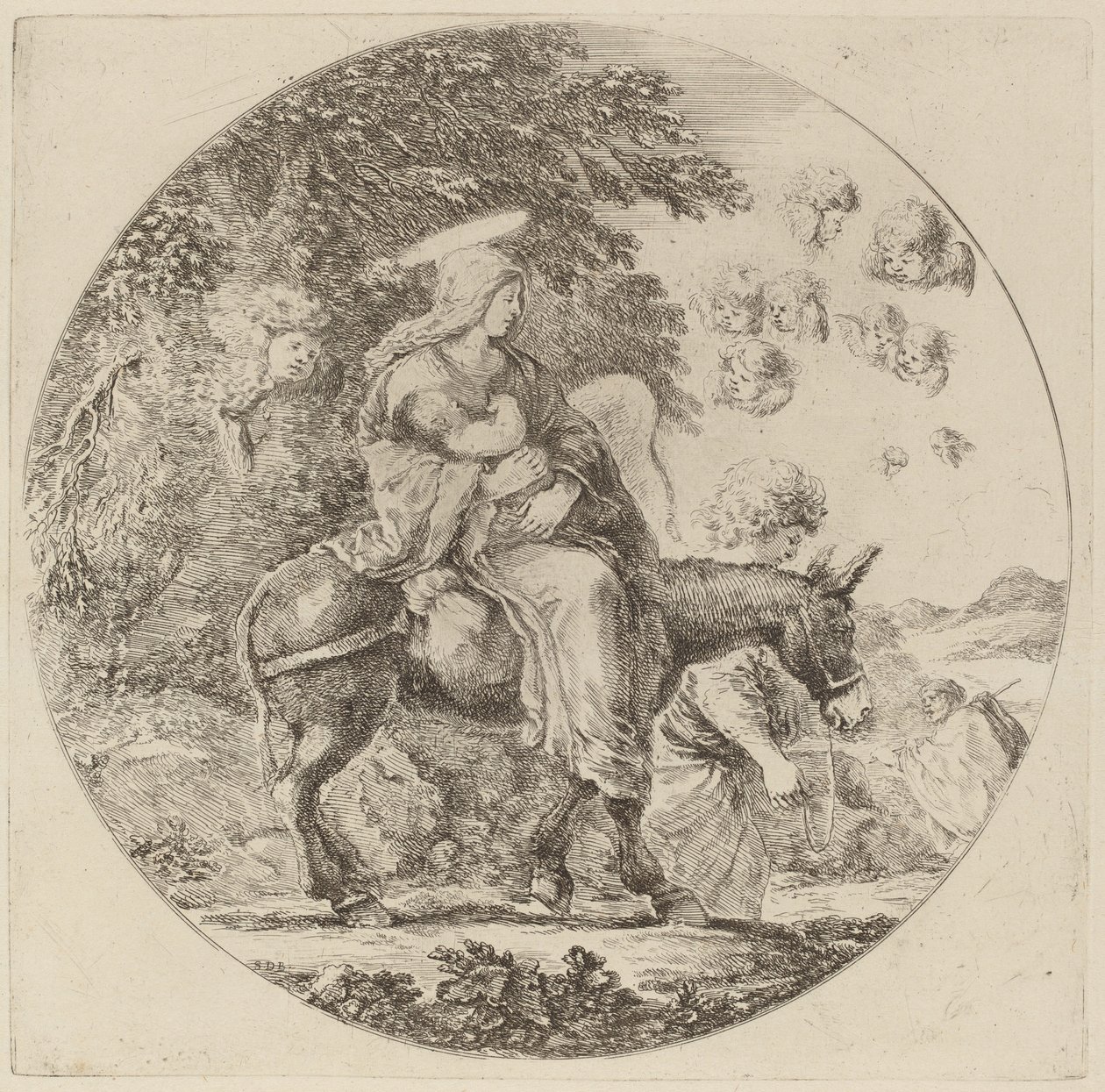 Repülés Egyiptomba, valószínűleg 1662-ben. alkotó: Stefano della Bella