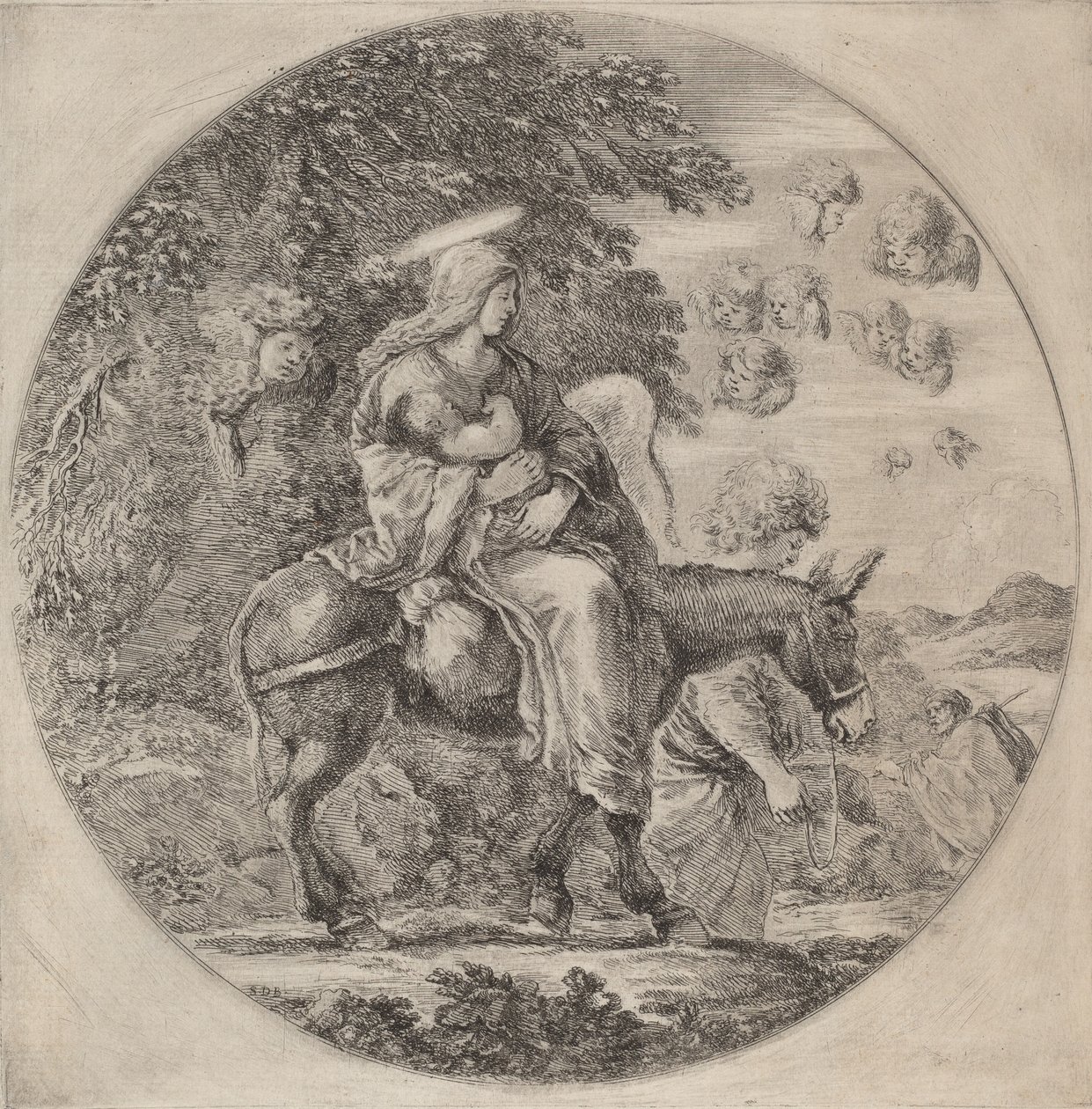 Repülés Egyiptomba, valószínűleg 1662-ben. alkotó: Stefano della Bella