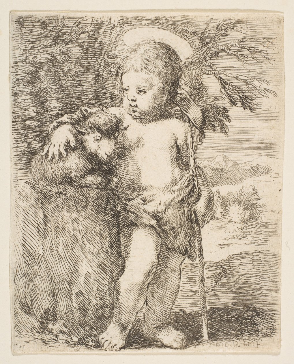 A csecsemő Keresztelő Szent János bárányával, kb. 1649. alkotó: Stefano della Bella