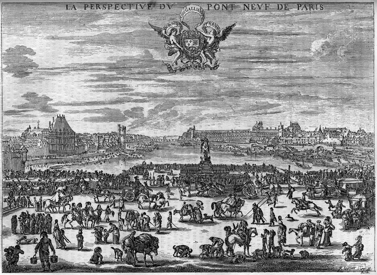 A Pont Neuf de Paris földje 1646-ban Dela Bella metszetét követően. alkotó: Stefano della Bella