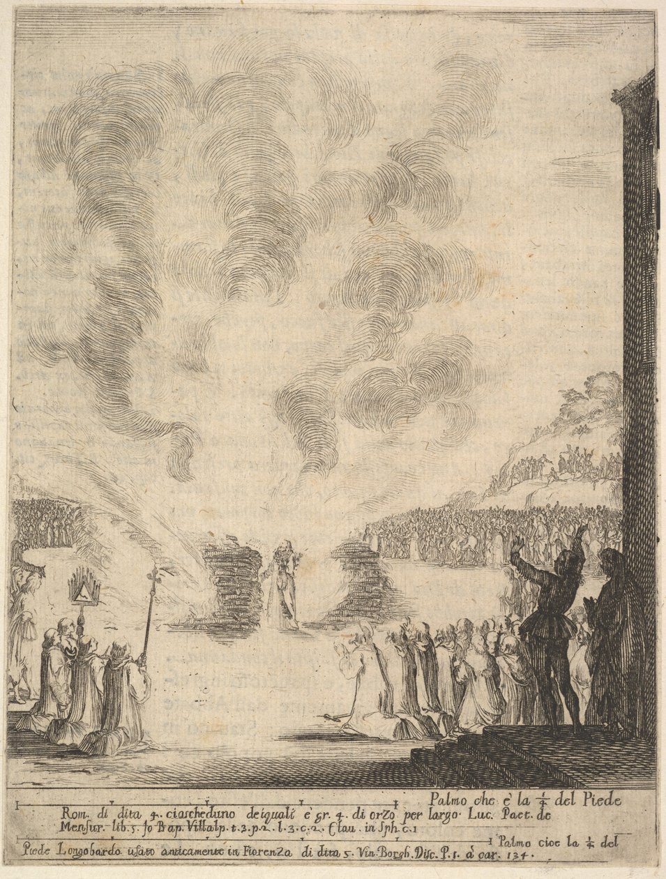 A tűzpróba, Péter szerzetes, Gualbert Szent János tanítvány, áthalad a fl..., 1640. alkotó: Stefano della Bella