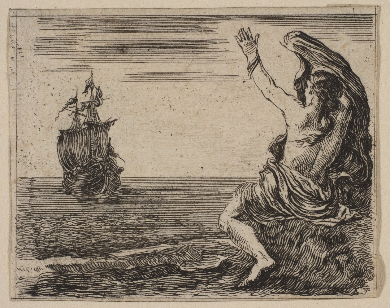 Thészeusz és Ariadné, a „Mitológia játékából”, a Jeu de la Mythologie, 1644. alkotó: Stefano della Bella