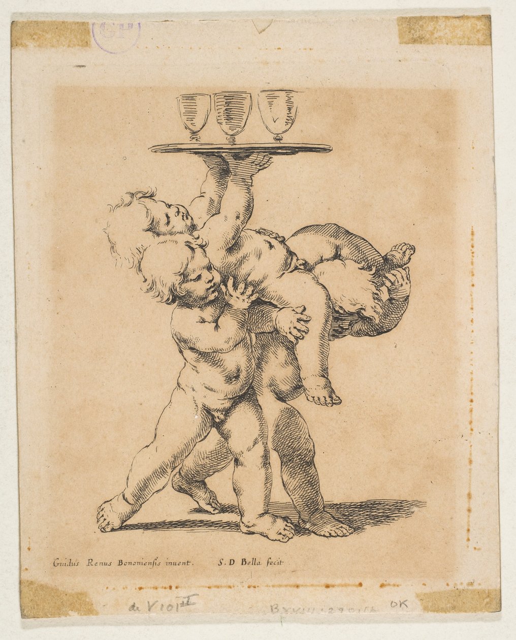 Három gyerek egy tálcával, kb. 1638. alkotó: Stefano della Bella