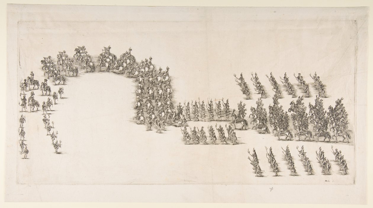 Fáklyás felvonulás a modenai körhintanál, 1652. alkotó: Stefano della Bella