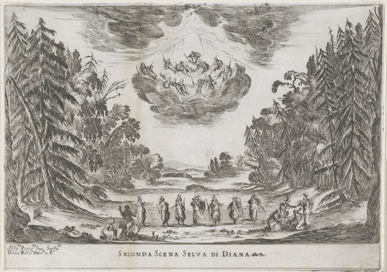 Tweede jelenet: het bos van Diana Diana erdejének második jelenete (cím a tárgyon) Liberetto ter ere van de bruiloft van Ferdinando II de