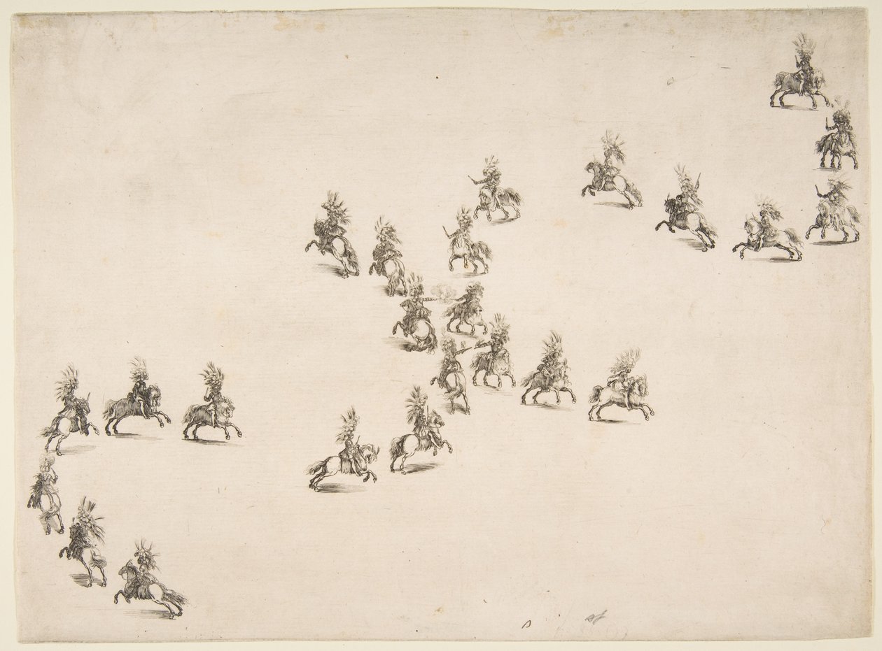 Huszonnégy Cavaliers alkot egy Double S-t, 1652. alkotó: Stefano della Bella