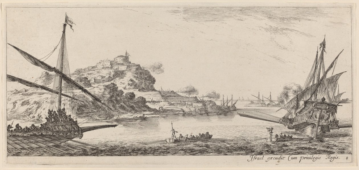 Két gálya és kilövéseik 1647-ben vagy előtte. alkotó: Stefano della Bella