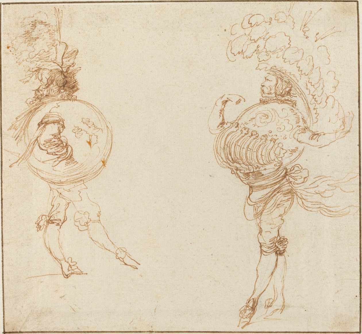 Két férfi álarcos jelmezben: A Föld és egy parádés sisak c. 1645. alkotó: Stefano della Bella
