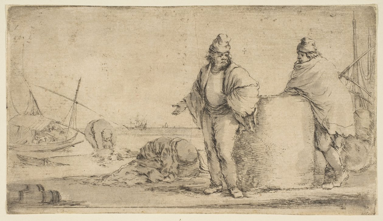 Két tengerész egy rakás áruval, kb. 1662. alkotó: Stefano della Bella