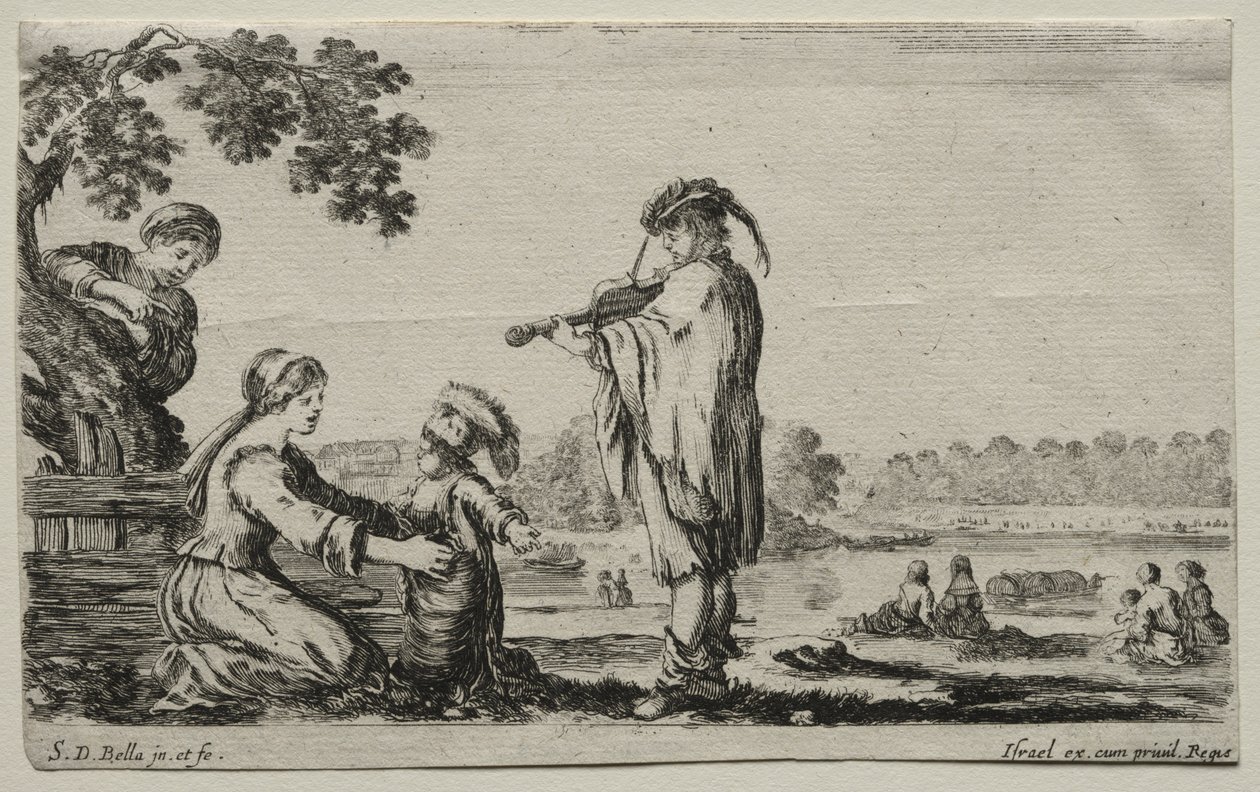 Különféle alakok és tájak: Hegedűs, 1649. alkotó: Stefano della Bella