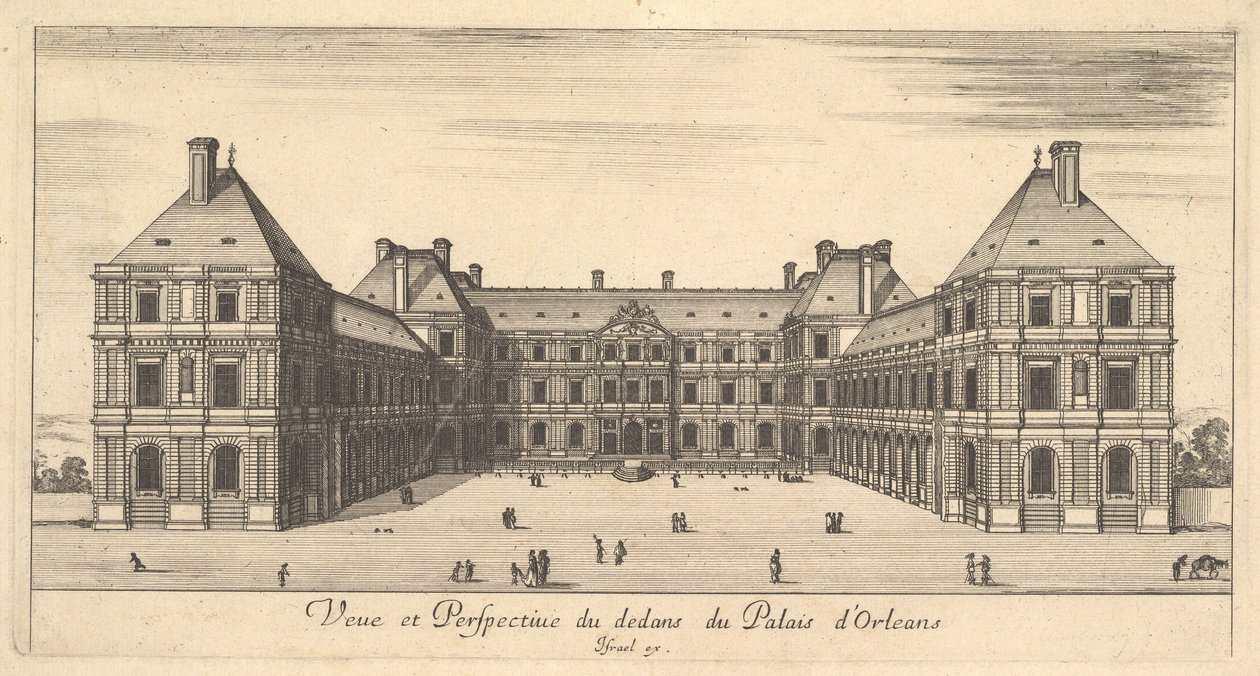 A Palais dOrleans belsejének nézete és perspektívája, a Rema különféle nézeteiből..., 1649-51. alkotó: Stefano della Bella