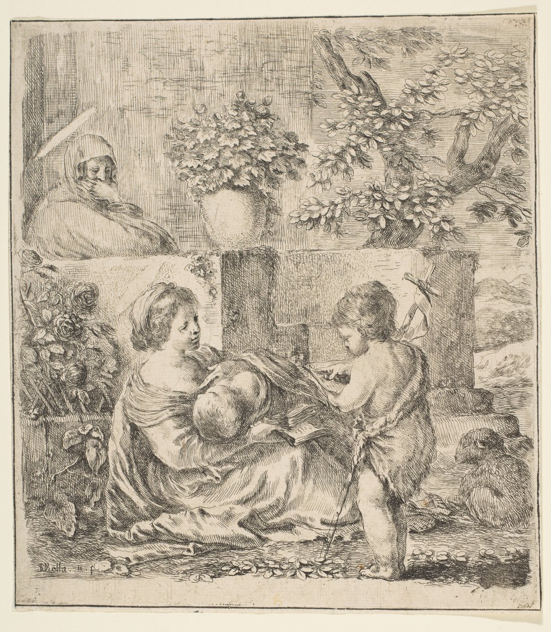 Szűz és Gyermek Keresztelő Szent Jánossal és Szent Erzsébettel, kb. 1641. alkotó: Stefano della Bella