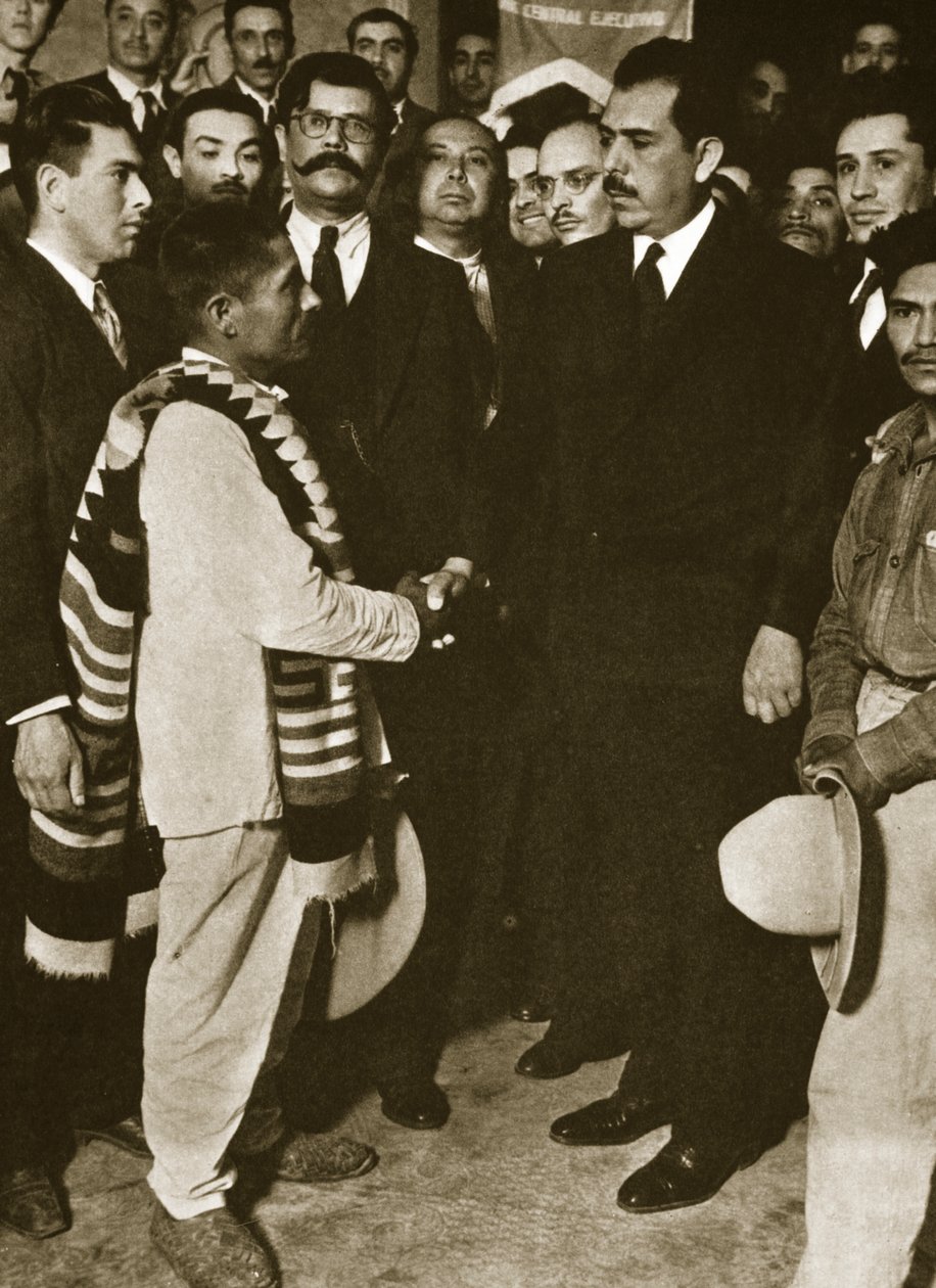 Lazaro Cardenas indiai delegációt fogad, 1930-as évek (bw fotó) alkotó: Steinheimer