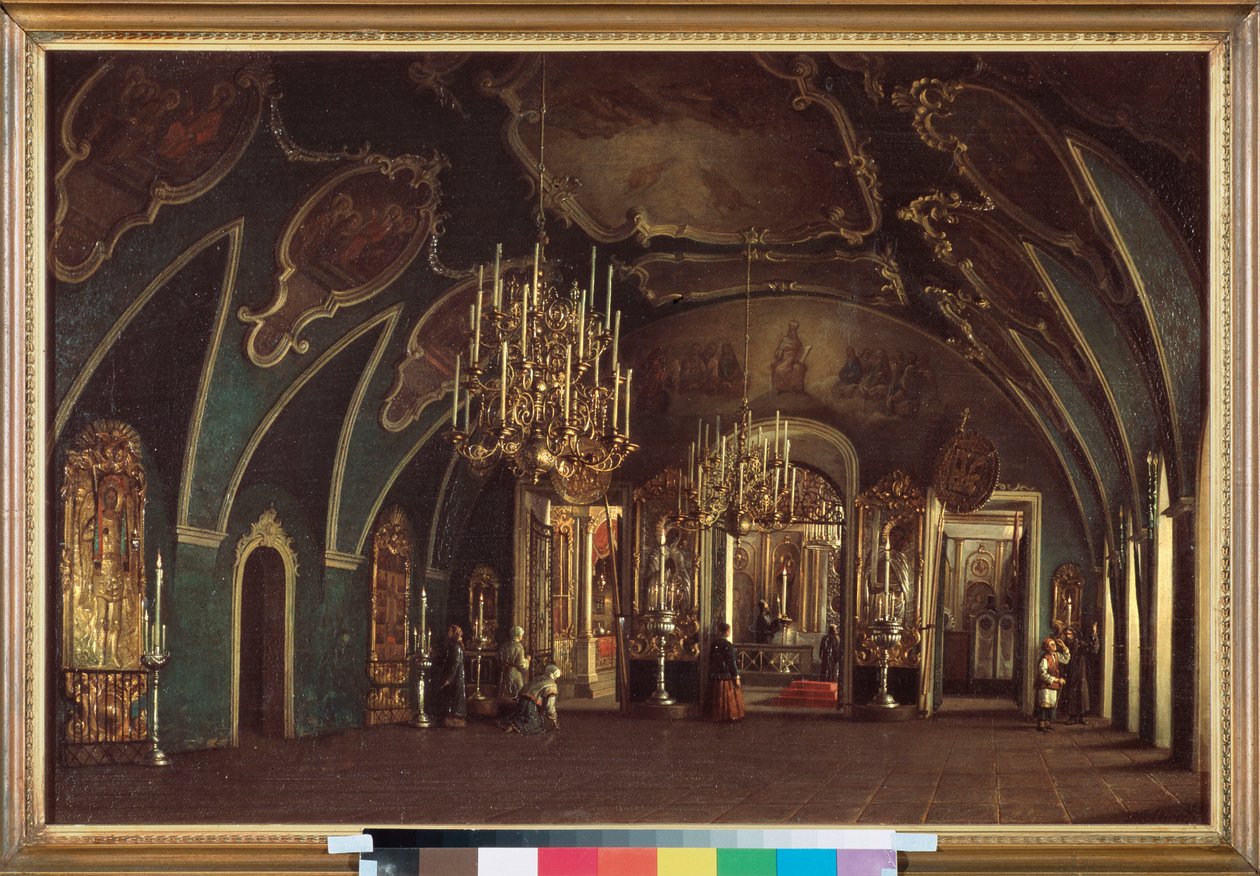 A Csudov-kolostor Szent Alexius templomában a moszkvai Kremlben - Sztyepan Mihajlovics Shukhvostov (1821-1908) festménye, olaj, vászon alkotó: Stepan Mikhailovich Shukhvostov