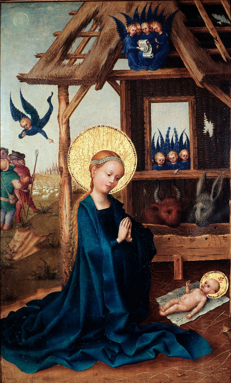 Stephan Lochner (kb. 1410-1451) Gyermekimádat festménye, 15. századi Alte Pinakothek, München alkotó: Stephan Lochner