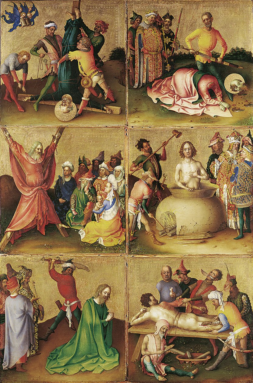 Az apostolok vértanúsága. Bal oldali panel alkotó: Stephan Lochner