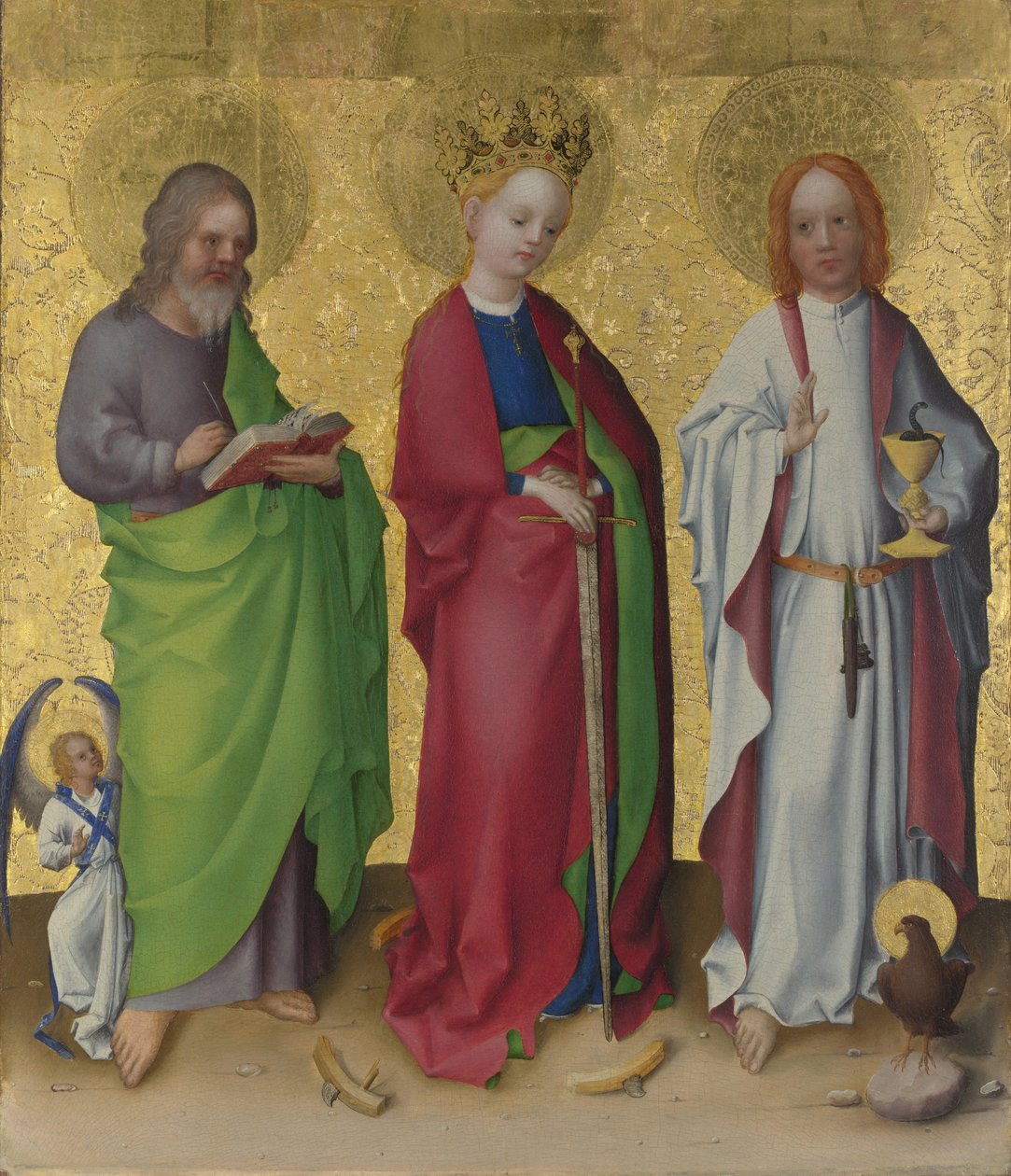 Szent Máté, Alexandriai Katalin és János evangélista, c. 1450 alkotó: Stephan Lochner