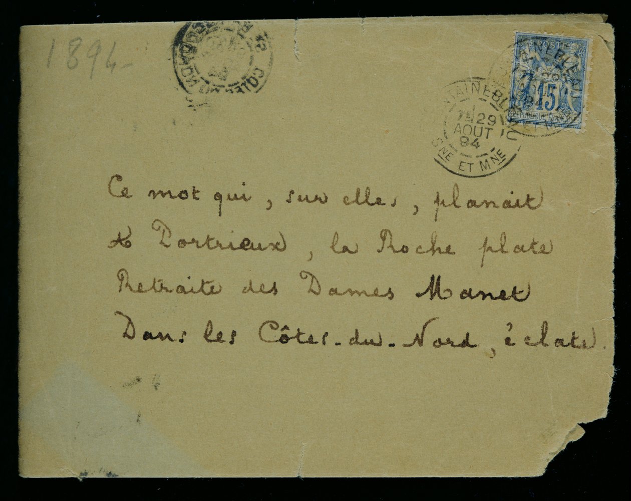Berthe Morisotnak (1841-95) írt levél borítéka 1894 alkotó: Stephane Mallarme