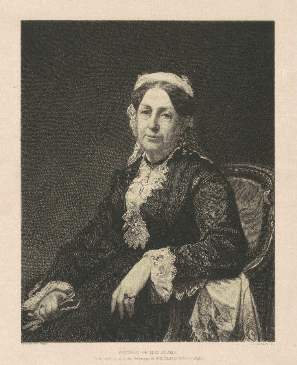 Mrs. Adams portréja alkotó: Stephen Alonzo Schoff, after William Morris Hunt
