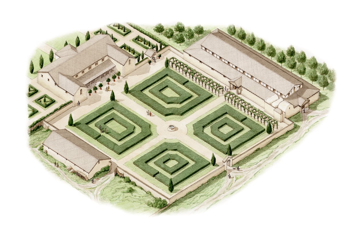 Brading Roman Villa, Wight-sziget (rajz 2012), 350-400 körül (tinta és akvarell) alkotó: Stephen Conlin