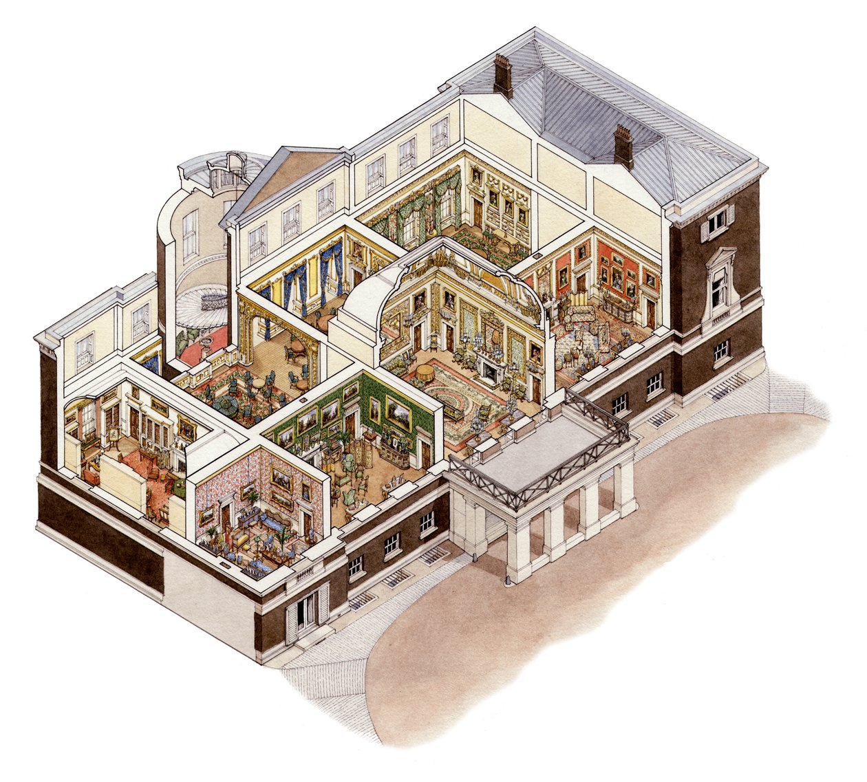 Devonshire House, Piccadilly, London, 1860-1910 körül (tinta és akvarell) alkotó: Stephen Conlin